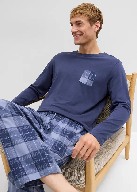 Pyjamas med flanellbyxa av mjuk bomull, bonprix