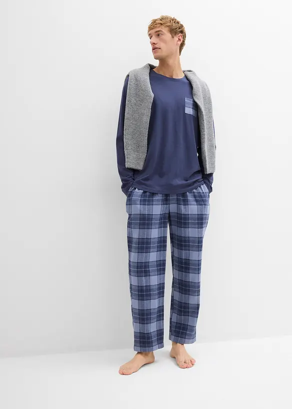 Pyjamas med flanellbyxa av mjuk bomull, bonprix