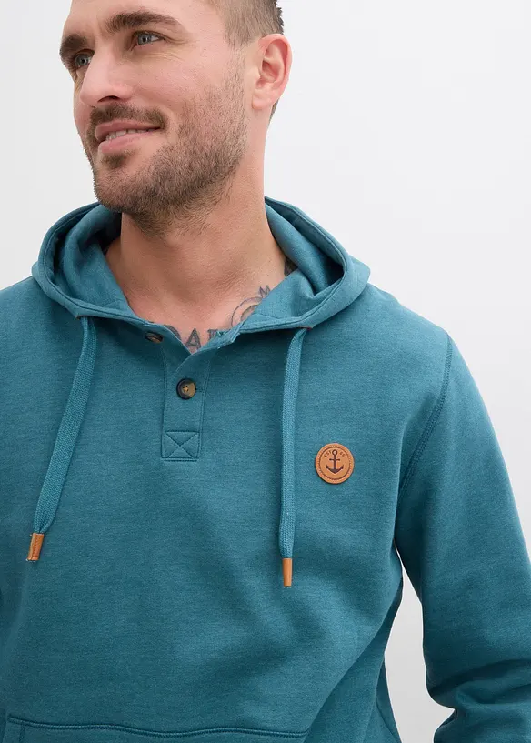 Sweatshirt med huva och mjukt ruggad insida, bonprix