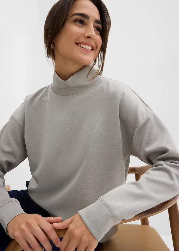 Sweatshirt med ståkrage i stabil trikå, bonprix