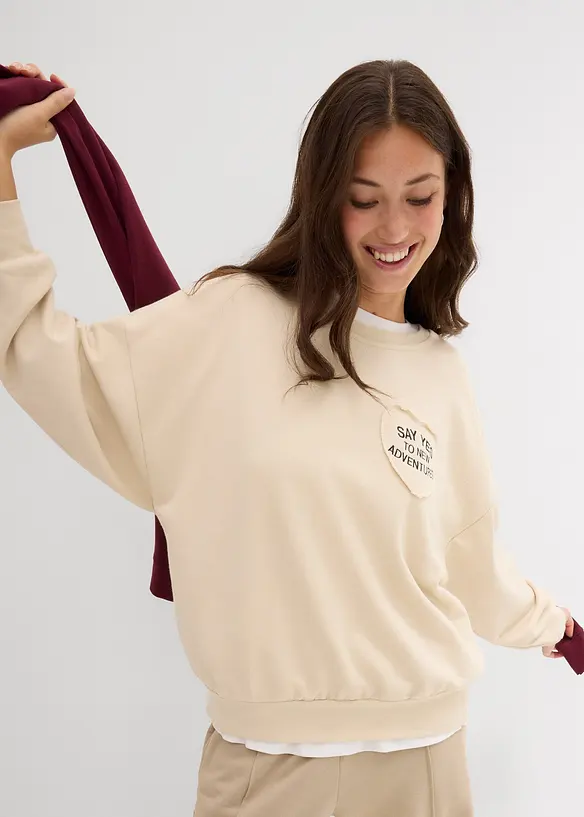 Oversizesweatshirt i mjuk bomullsmix, bonprix