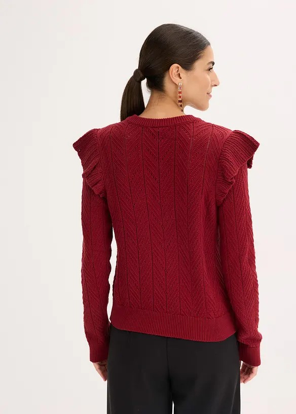 Hålmönstrad cardigan i bomullsblandning, bonprix