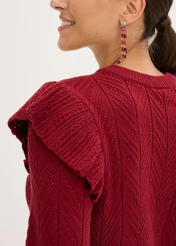Hålmönstrad cardigan i bomullsblandning, bonprix