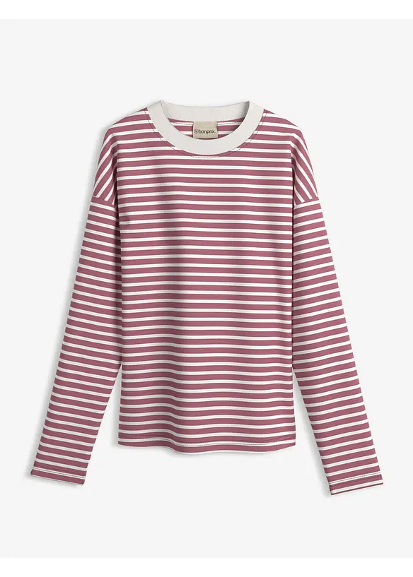Långärmad topp i tjockt bomullsmaterial, bonprix