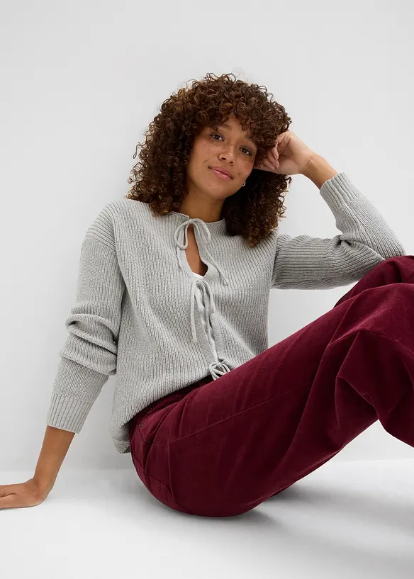 Cardigan med knytband, bonprix