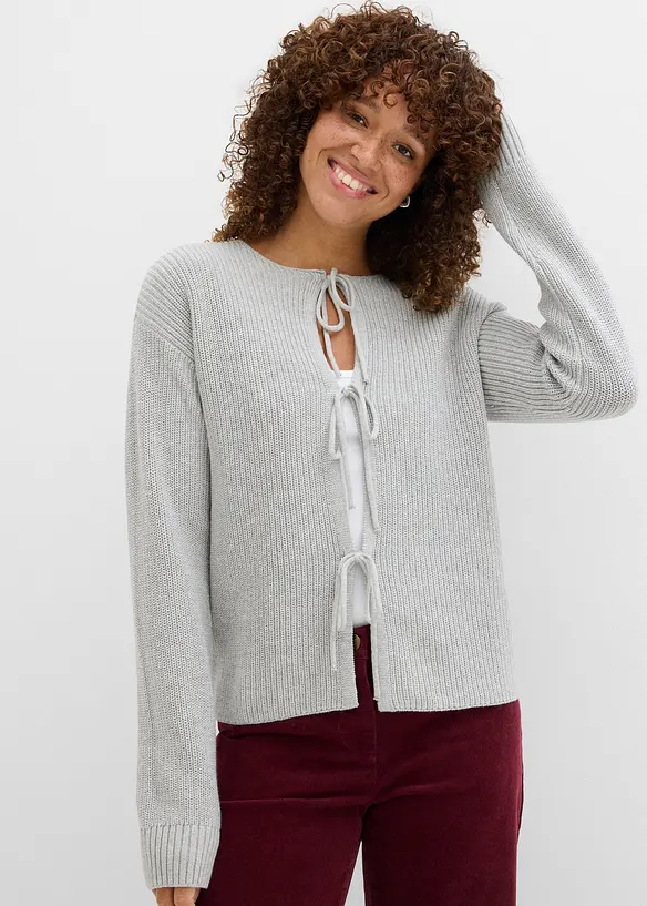 Cardigan med knytband, bonprix