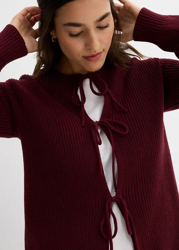 Cardigan med knytband, bonprix