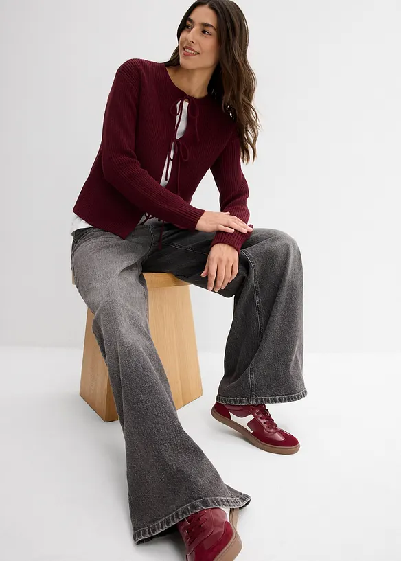 Cardigan med knytband, bonprix