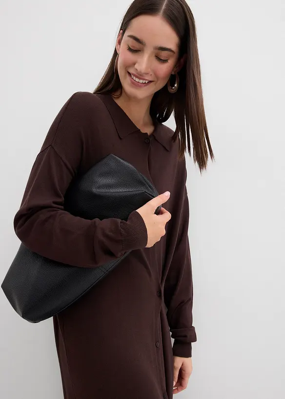 Finstickad klänning i viskosmix, bonprix