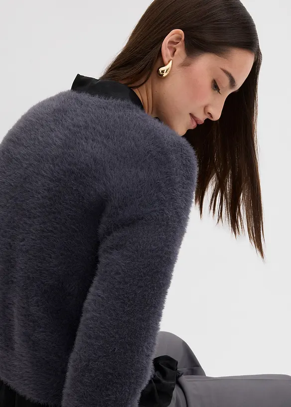 Cardigan i viskosmix av lurvigt garn, bonprix