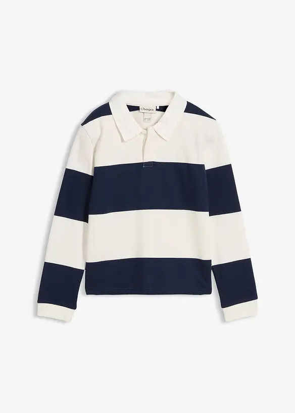 Sweatshirt med pikékrage i ren ekologisk bomull för barn, bonprix