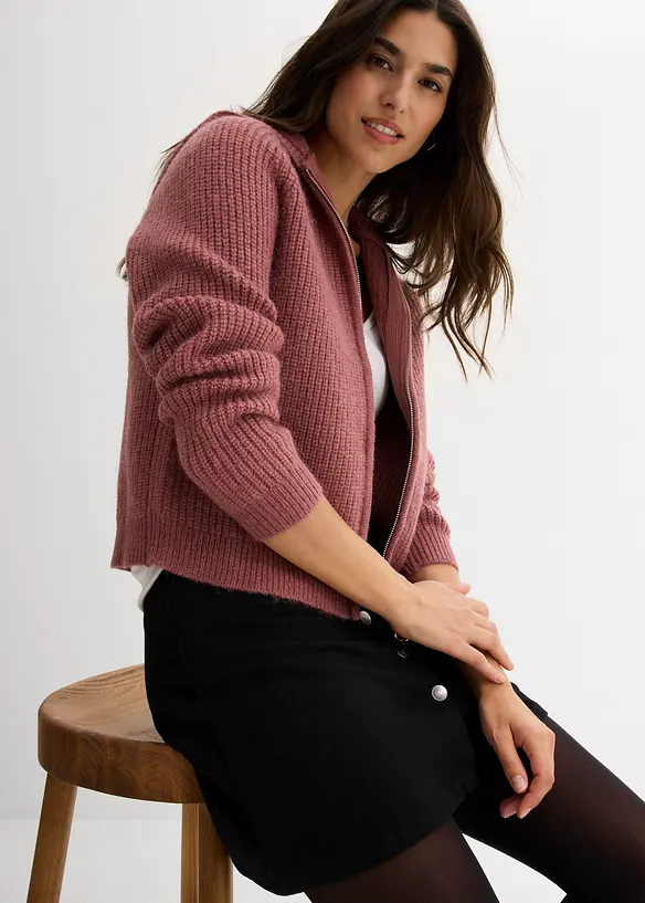 Cardigan med huva, bonprix
