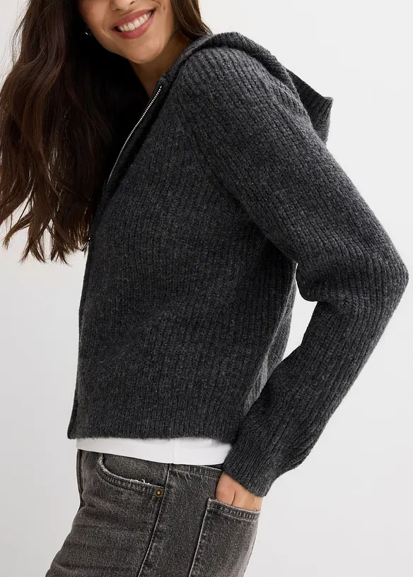Cardigan med huva, bonprix
