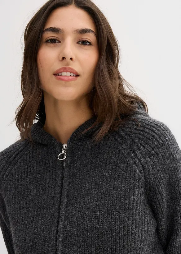 Cardigan med huva, bonprix