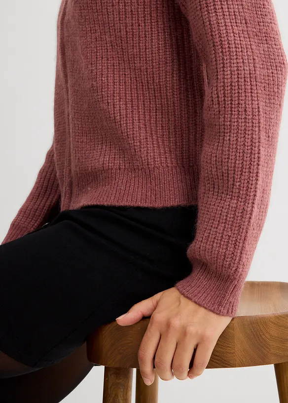 Cardigan med huva, bonprix
