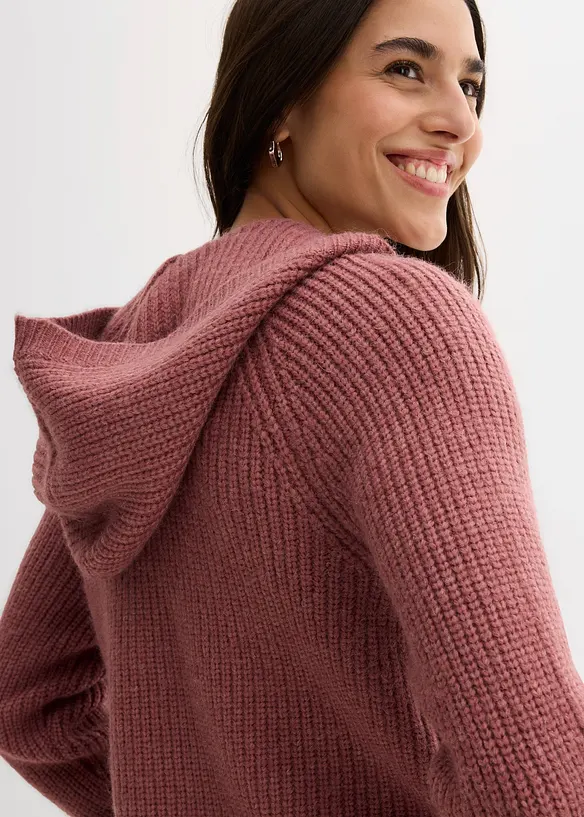 Cardigan med huva, bonprix