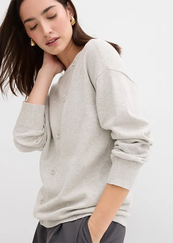 Finstickad tröja med asymmetrisk knappslå, bonprix