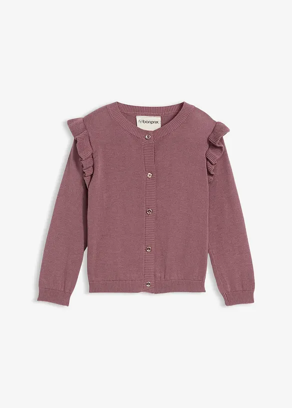 Finstickad cardigan med volangärmar för barn, bonprix