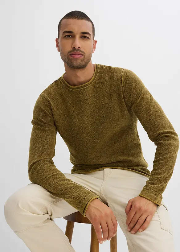 Tröja med tvättade effekter, Slim Fit, bonprix