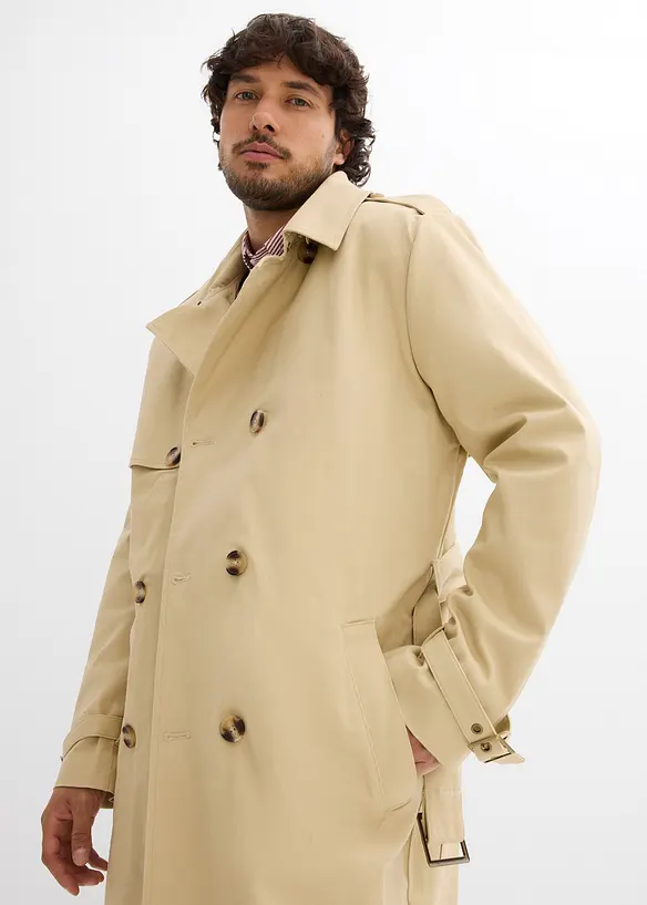 Trenchcoat med avtagbar huva, vattenavvisande, bonprix
