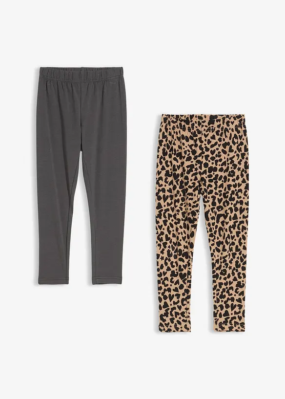 Leggings av elastisk, ekologisk bomullsmix (2-pack), bonprix
