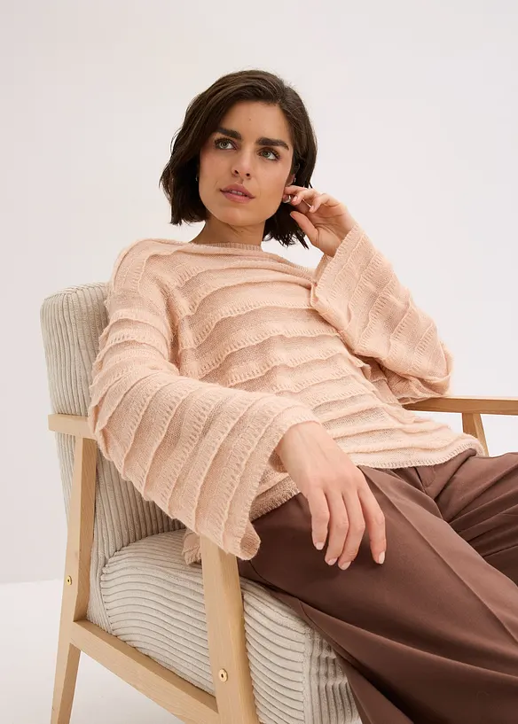 Halvtransparent oversizetröja, bonprix