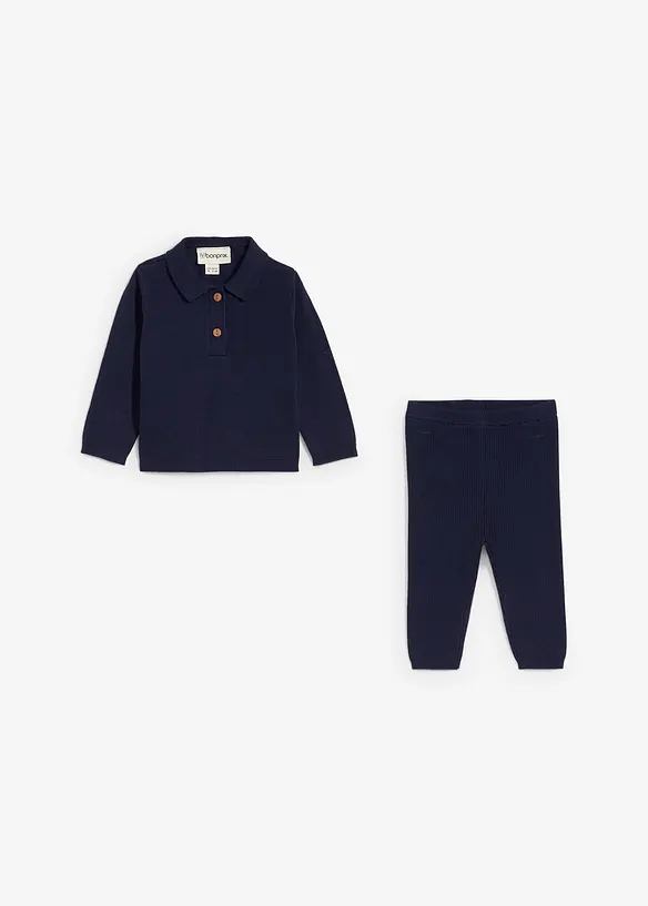 Tröja med tenniskrage och leggings (2 delar), bonprix