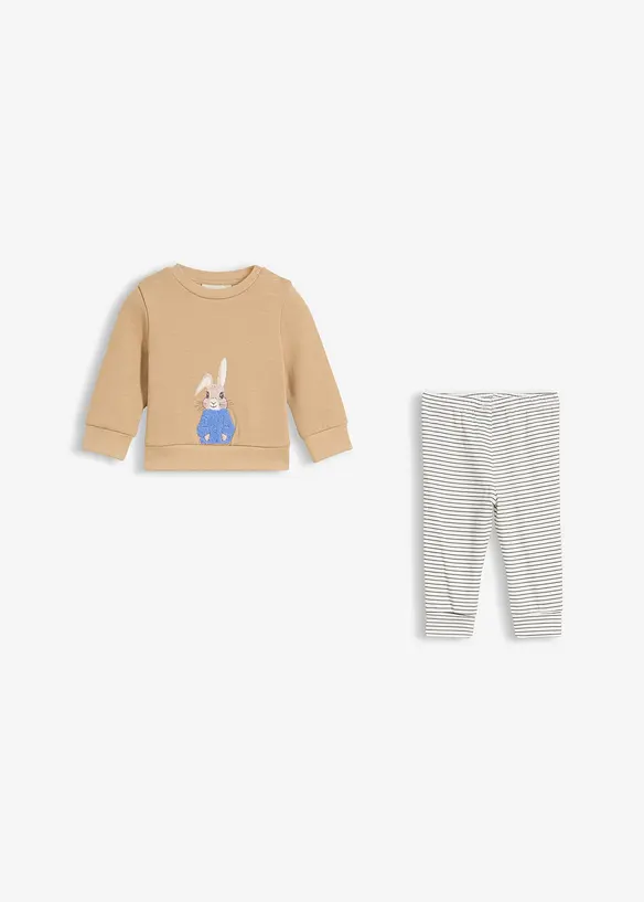 Långärmad T-shirt och trikåbyxa för bebisar (2 delar), ekologisk bomull, bonprix
