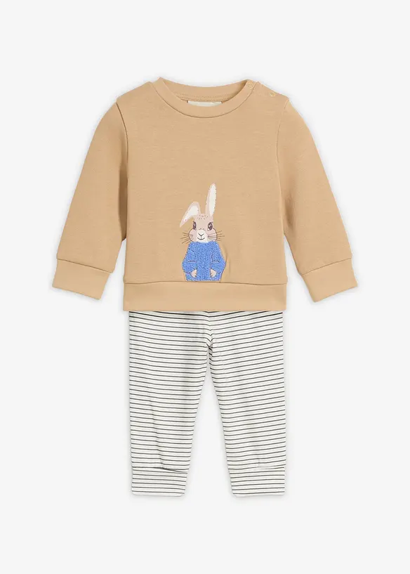 Långärmad T-shirt och trikåbyxa för bebisar (2 delar), ekologisk bomull, bonprix
