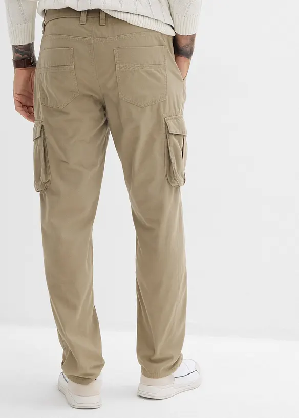Regular Fit cargobyxa i ren bomull, Straight, bonprix