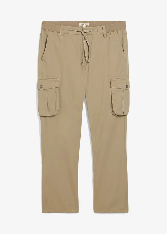 Regular Fit cargobyxa i ren bomull, Straight, bonprix