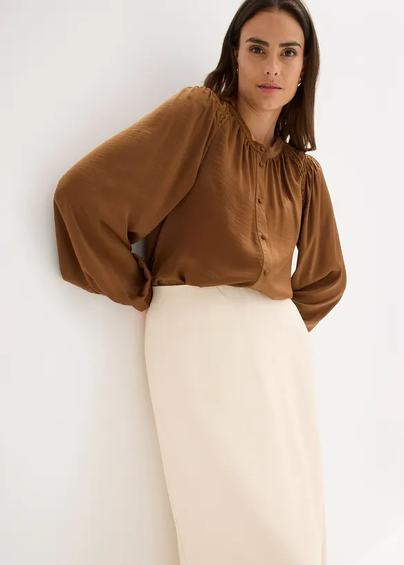 Satinblus med spetsband, bonprix