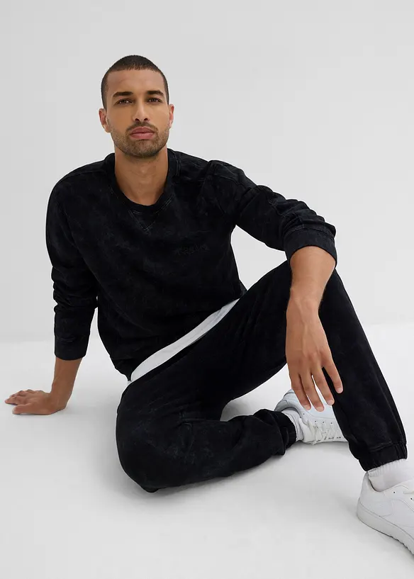 Sweatshirt med tvättad look i ekologisk bomull, bonprix