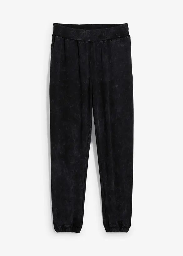 Sweatbyxa med tvättade effekter, av ekologisk bomull, Loose Fit, bonprix