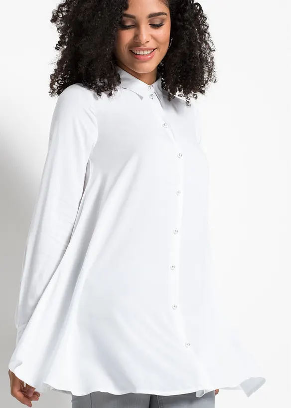 Blus med knappslå och pärlemorknappar, bonprix