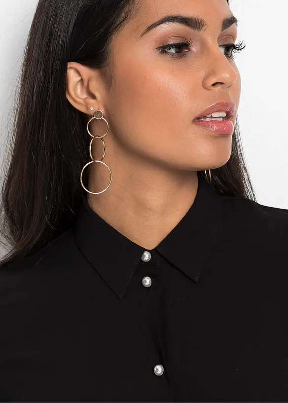 Blus med knappslå och pärlemorknappar, bonprix