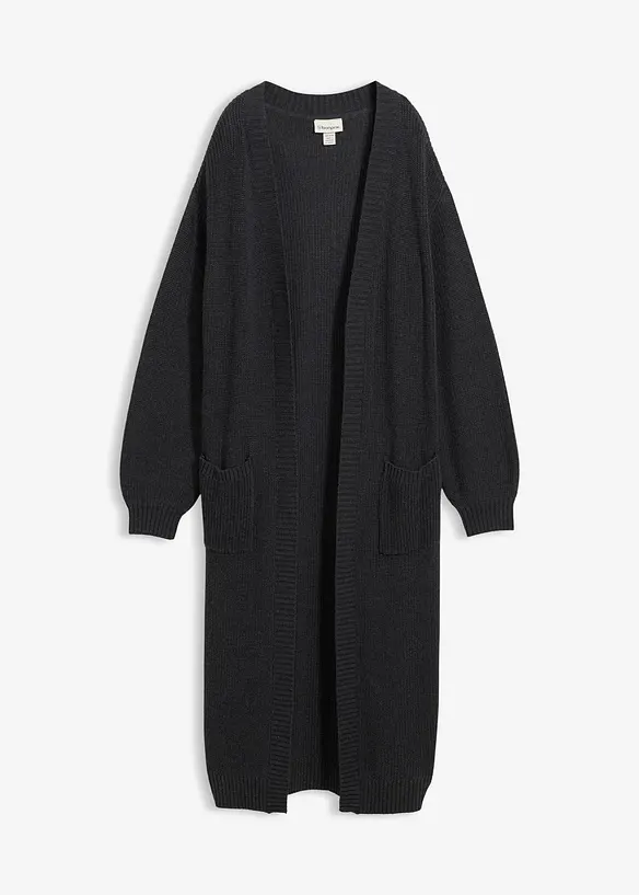 Stickad långkofta med nedhasade axlar, bonprix