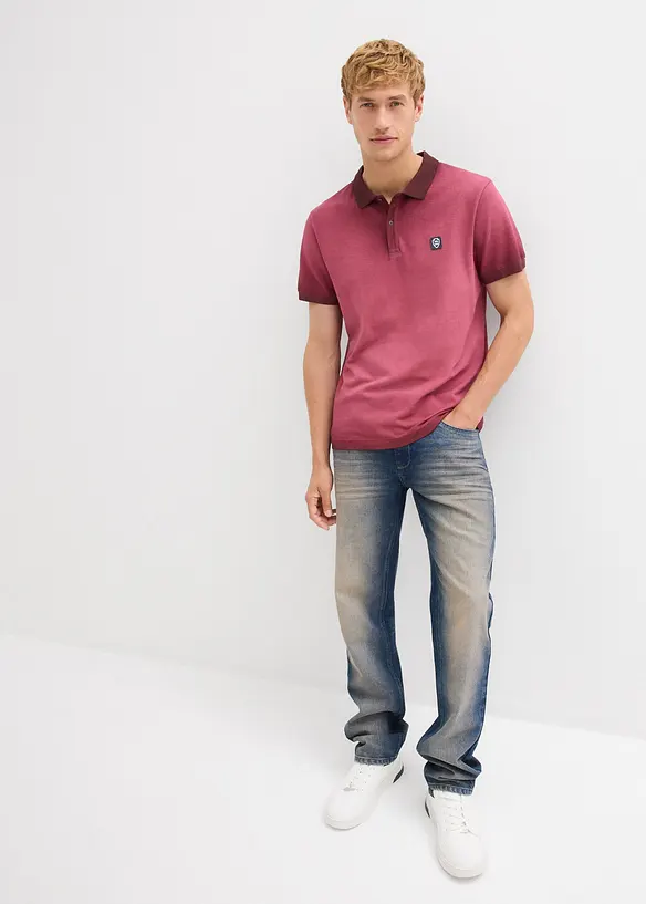 Kortärmad pikétröja med tvättad look, bonprix