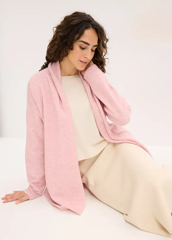 Fluffig cardigan i lurvigt material, bonprix