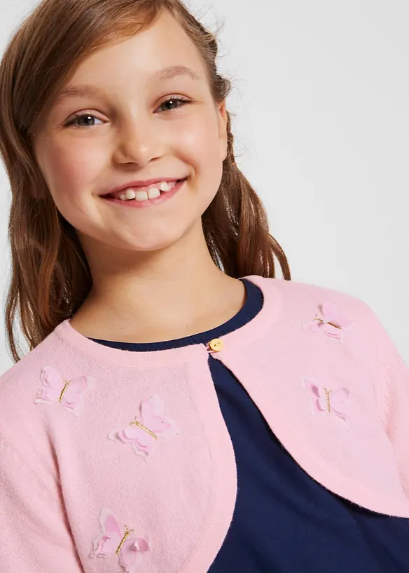 Stickad bolero med fjärilsapplikation, bonprix