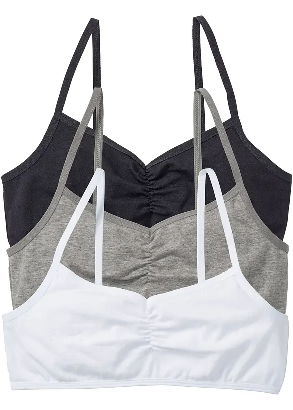BH-topp med mjuk bomull för barn (3-pack), bonprix