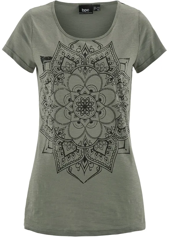 Topp i flamgarn, kortärmad, bonprix