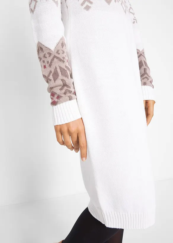 Stickad klänning med norgemönster, bonprix