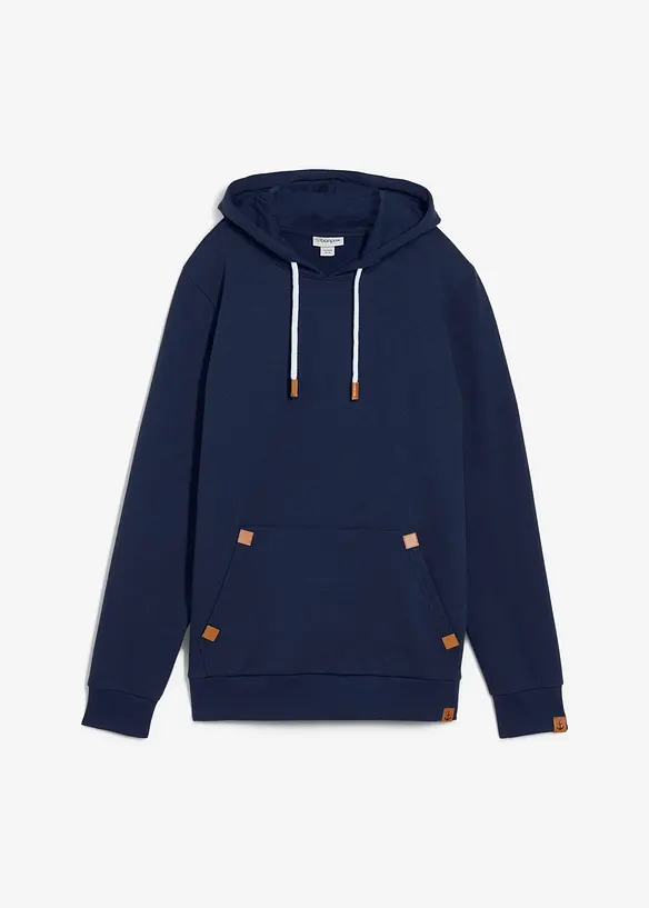 Hoodie med detaljer i skinnimitation, bonprix