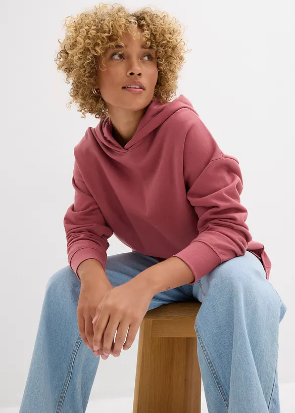 Sweatshirt med huva i ren bomull, bonprix