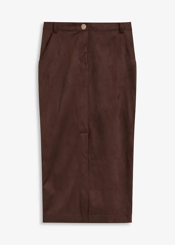 Pennsmal kjol av mockaimitation, bonprix