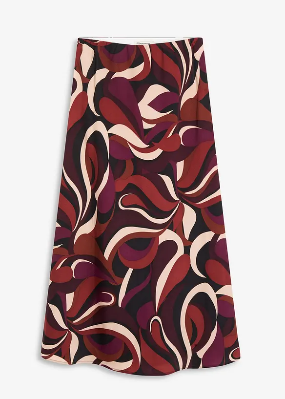 Mellanlång kjol av följsam satin, bonprix
