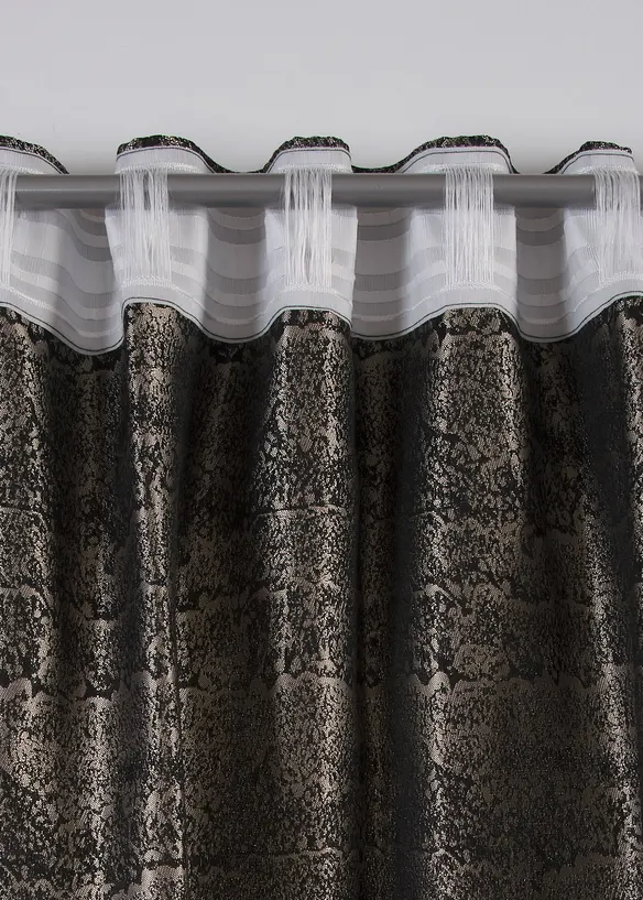 Gardinlängd i jacquard med grafiskt mönster (1-pack), bonprix