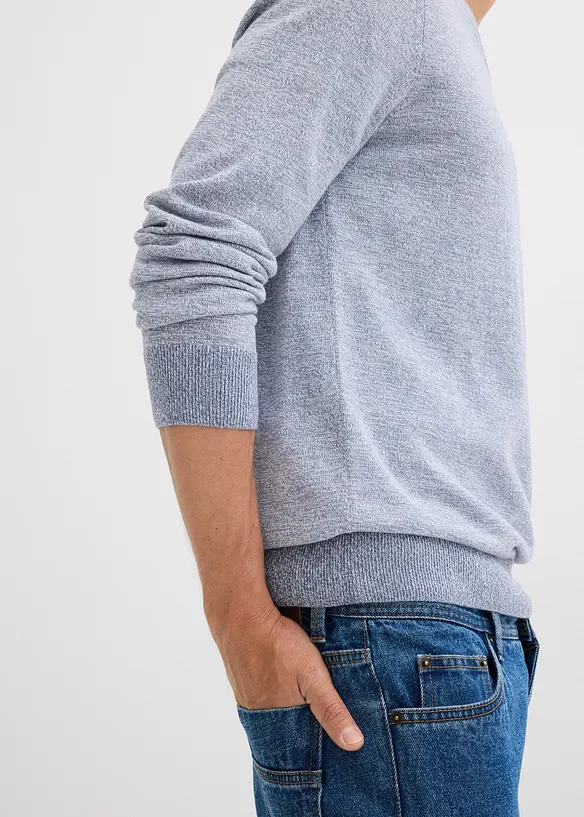 Finstickad tröja i bomullsblandning, bonprix