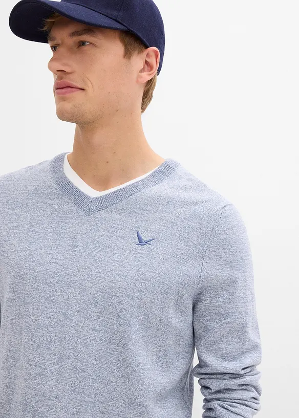 Finstickad tröja i bomullsblandning, bonprix